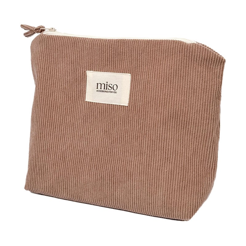 Косметичка Miso коричнева, вельвет, велика, трикутник, 33*10*21 см (VT02-2)