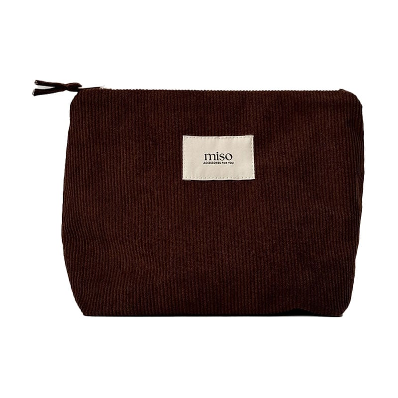 Косметичка Miso темно-коричнева, вельвет, велика, трикутник, 33*10*21 см (VT02-5)